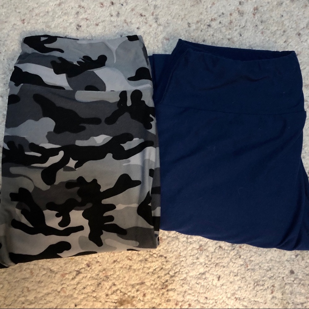 Lularoe Unicorn Set - OS Camo & Solid Navy NWOT